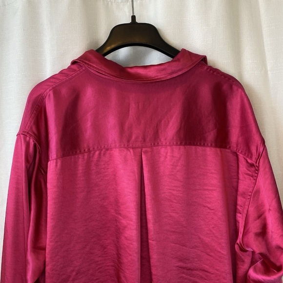 Women's Good American Washed Satin Weekend Shirt L / XL Love Potion Pink - Picture 11 of 14